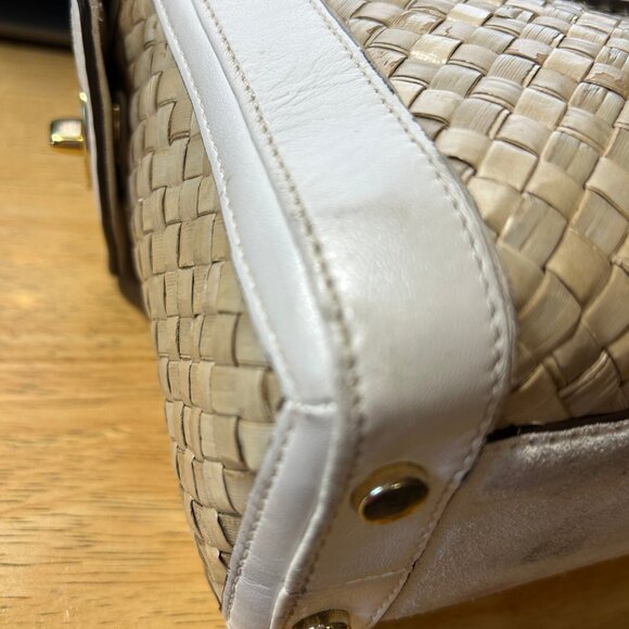 Coach A05K-4419 White Natural Limited Edition Straw Leather Satchel Handbag * - Picture 15 of 15